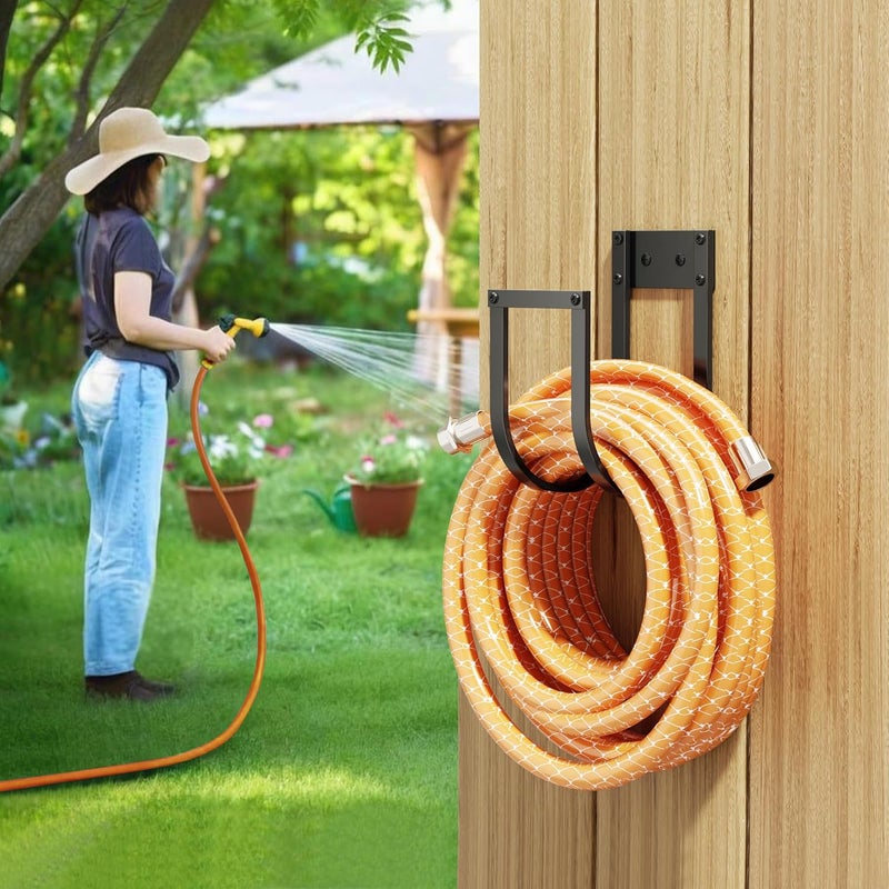 pickpiff Garden Hose Holder Wall Mount - Metal Water Hose Hanger for Outside, Durable Hook for Garden, Garage, or Yard Storage (2 Pack) - Image 2